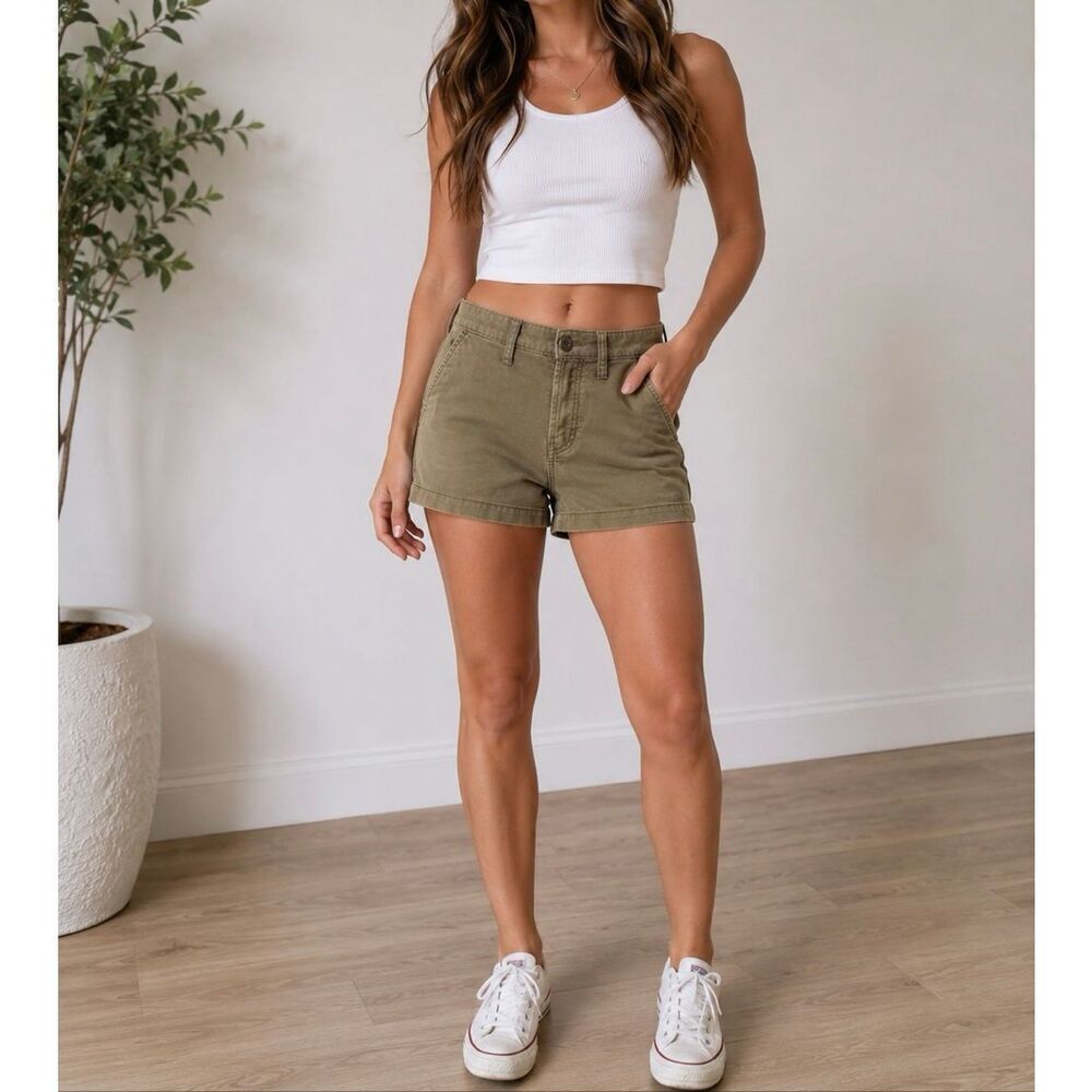 Abercrombie & Fitch Olive Chino Shorts Size Small Khaki Casual Summer